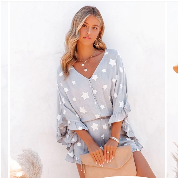 NWT VICI Embroidered star kimono romper